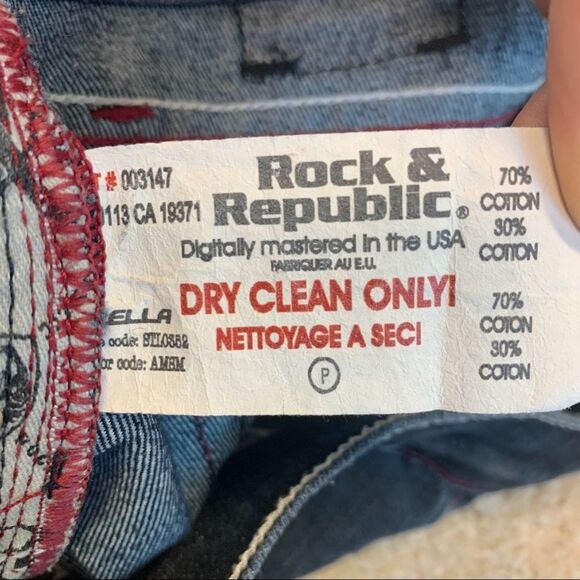Rock & Republic Stella denim jeans Red Crystal Rhinestone pockets Sz 28 Stampede - Picture 7 of 12